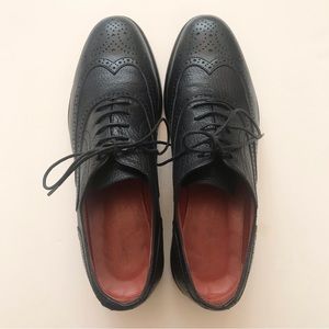 Santoni Black Leather Oxford Shoes Size 37